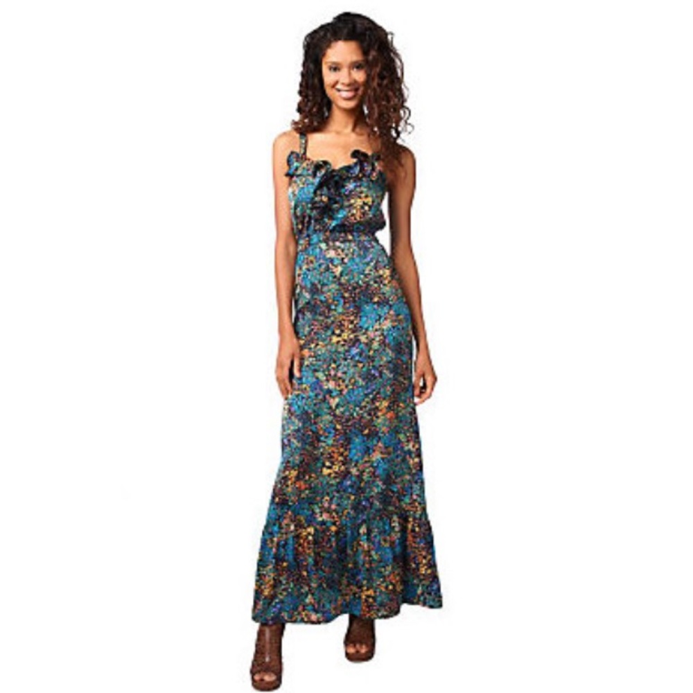 CV by Cynthia Vincent Ruffle Front Maxi Dress